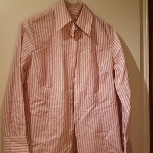 Merona Long Sleeve Button Down Pink Striped Blouse